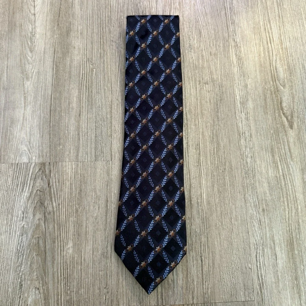 Ermenegildo Zegna Men's 100% Silk‎ Blue Pattern Tie